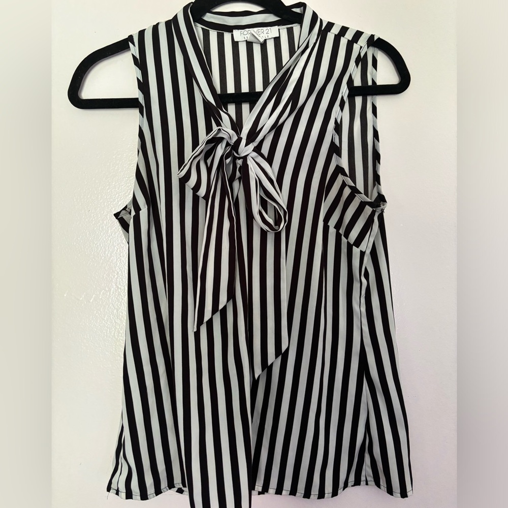 Forever21 Striped Tie Top